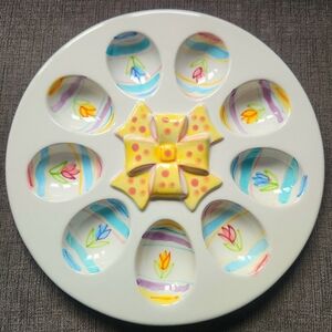 NWT Ceramic Deviled Egg Serving Dish Easter Egg 10 Inch